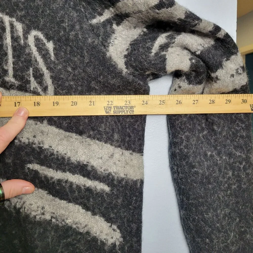 AllSaints Ture Saints Crew Jumper Sweater XL Distressed Zebra Knit Wool Alpaca